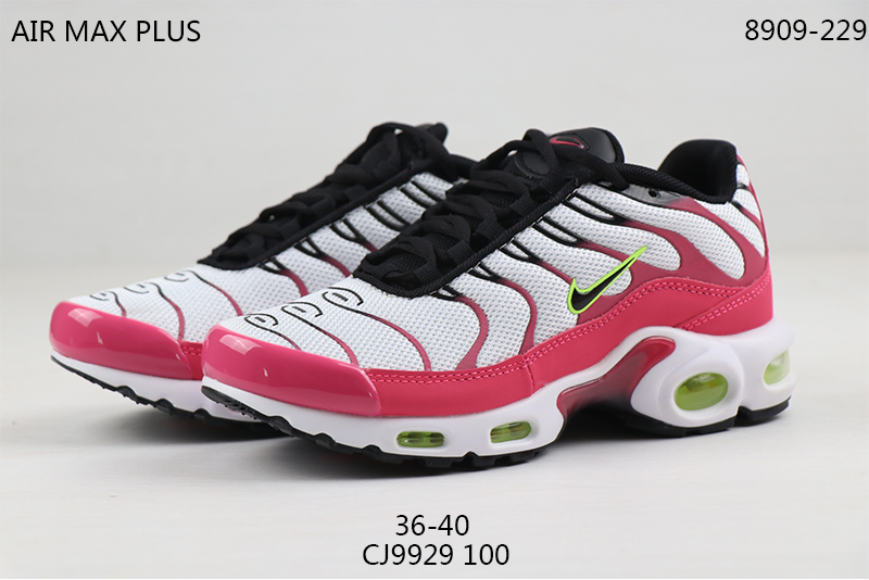 2020 Women Nike Air Max PLUS TN White Pink Black Shoes - Click Image to Close